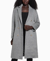 Guess Women's Textured Double-Breasted Notched-Collar Coat
