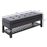 Homcom Storage Ottoman Bench Office Home Faux Leather Furniture 3 Person