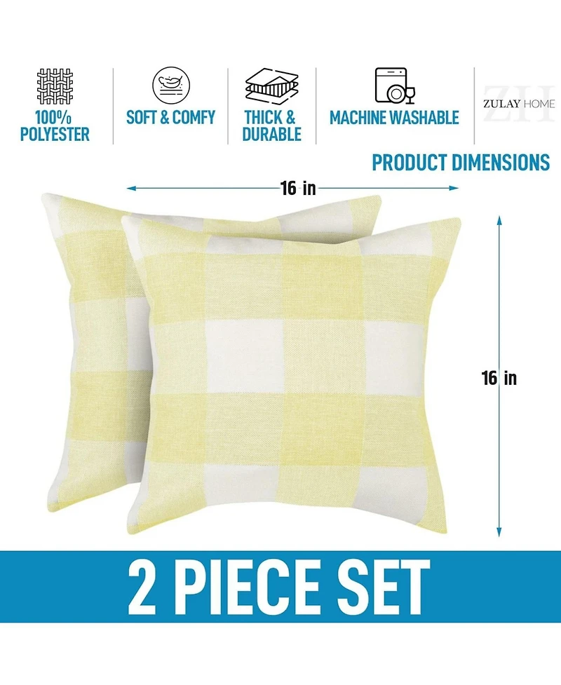 2 Pack Buffalo Plaid Throw Pillow Outdoor & Indoor Covers 16x16 inches