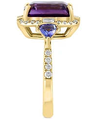 Effy Amethyst (3-7/8 ct. t.w.), Tanzanite (1/2 ct. t.w.) & Diamond (3/8 ct. t.w.) Statement Ring in 14k Gold