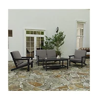 Riviera All-Weather Poly Resin Wood Two Tiered Adirondack Slatted Coffee Conversation Table