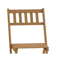 Merrick Lane Stora Set Of 2 Solid Acacia Wood Armless Folding Patio Bistro Chairs With Slatted Backs And Seats