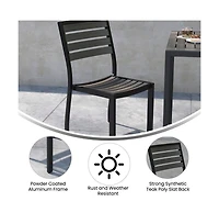 Kersey Outdoor Side Chairs Poly Faux Wood And Metal Patio Deck For All-Weather Use- Set Of 2
