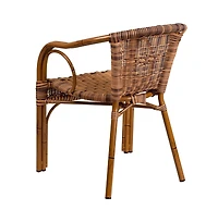 Esna Series Stacking Rattan Patio Chair With Bamboo Look Aluminum Frame And Integrated Arms