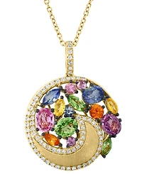 Effy Multi-Gemstone (2-3/8 ct. t.w.) & Diamond (1/4 ct. t.w.) Swirl Cluster 18" Pendant Necklace in 14k Gold