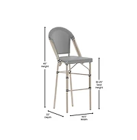 Emma+Oliver Massalia Indoor/Outdoor Bistro Style Bar Stools With Textilene Seat And Metal Frame