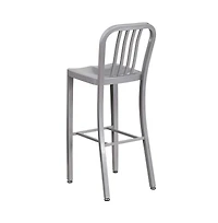 Merrick Lane Santorini 30 Inch Galvanized Steel Indoor/Outdoor Counter Bar Stool With Slatted Back And Powder Coated Finish