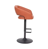 Shae Contemporary Upholstered Adjustable Height Barstool With Rounded, Cutout Mid-Back And Pedestal Base