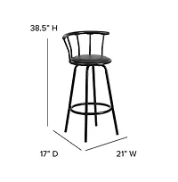 Crown Back Metal Barstool With Vinyl Swivel Seat