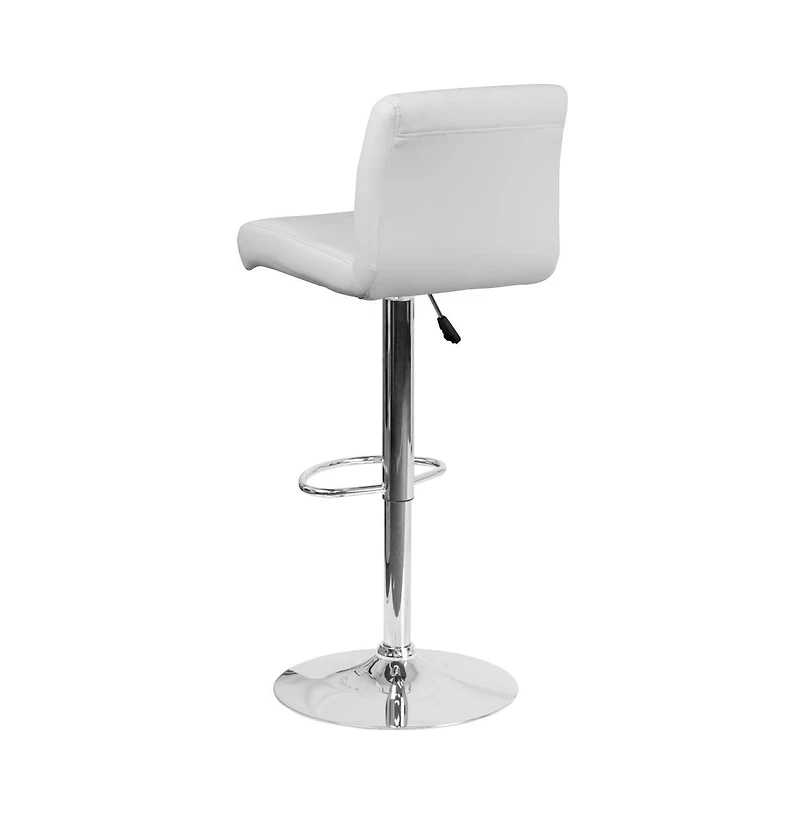 2 Pack Contemporary Vinyl Adjustable Height Barstool With Rolled Seat And Chrome Base
