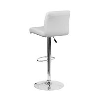 2 Pack Contemporary Vinyl Adjustable Height Barstool With Rolled Seat And Chrome Base