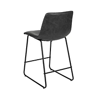 24 Inch Faux Counter Height Bucket Seat Stools, Set Of 2