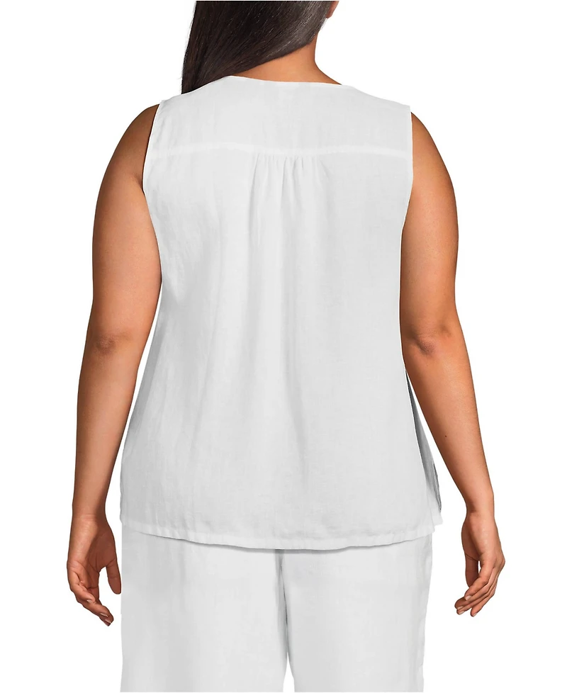Lands' End Plus Linen V Neck Top