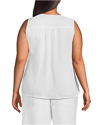 Lands' End Plus Linen V Neck Top