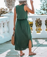 Cupshe Women's Forest Green Side Slit Maxi Beach Dress