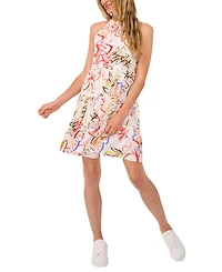 CeCe Women's Tropical Tie-Back Halter Tiered Mini Dress