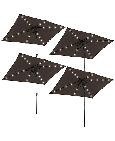 4Pack 10x6 Ft Solar Powered Patio Umbrella with Tilt Crank Aluminum Outdoor Pool