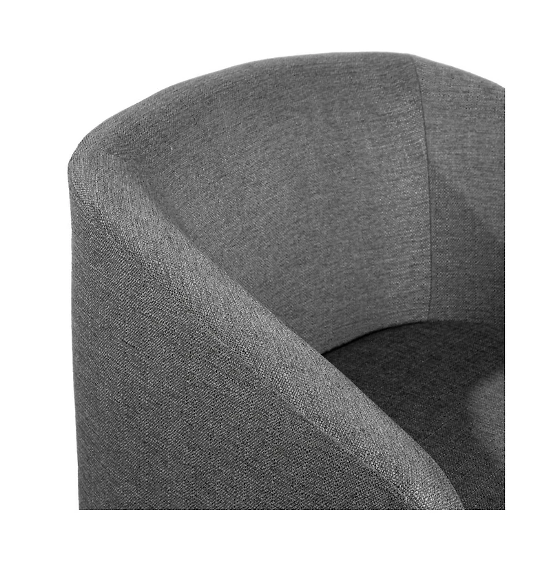 Caro Upholstered Club Style Barrel Chair With Sloped Armrests And 360 Degree Swivel Base In A Vinyl Wrap