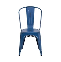 Banks Indoor/Outdoor Stacking Metal Dining Chair With Single Slat Back And Distressed Powder Coated Finish