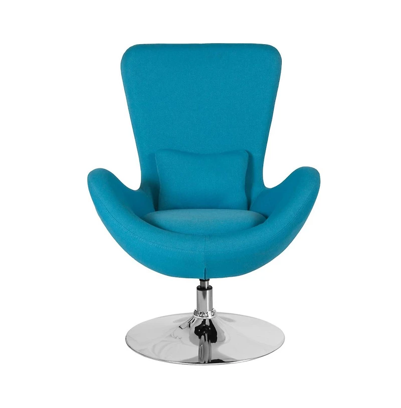 Merrick Lane Soro High-Back Egg Style Lounge Chair With 360° Swivel Metal Base