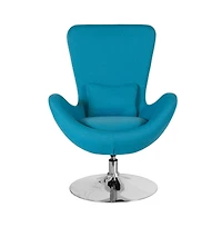 Merrick Lane Soro High-Back Egg Style Lounge Chair With 360° Swivel Metal Base