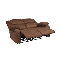 Bustle Back Loveseat With Two Built-In Recliners