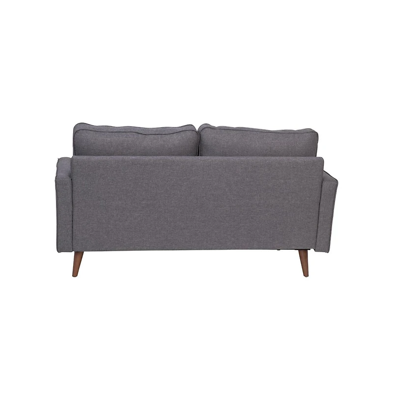 Holden Upholstered Mid-Century Modern Pocket Spring Loveseat With Wooden Legs And Removable Back Cushions