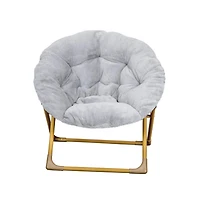 Io Kid'S Folding Saucer Chair With Cozy Faux Fur Upholstery And Metal Frame For Playroom, Bedrooms, Nursery More