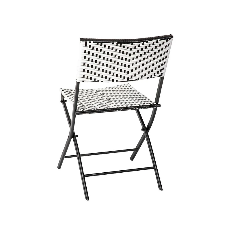 Ciel Set Of Two Folding Bistro Chairs Pe Rattan With Metal Frames For Indoor And Outdoor Use