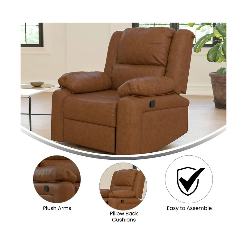 Recliner With Bustle Back And Padded Arms
