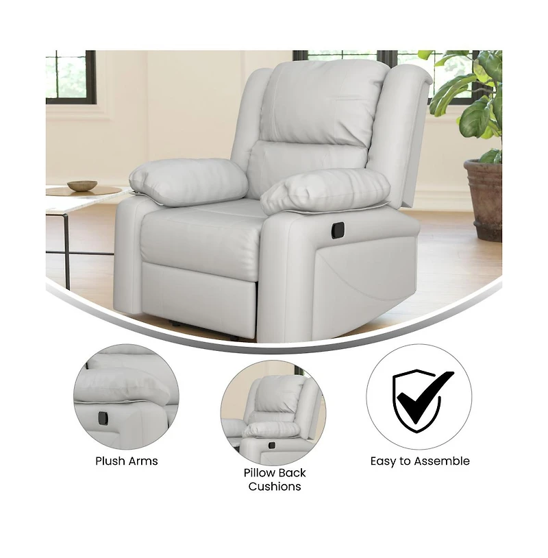 Recliner With Bustle Back And Padded Arms