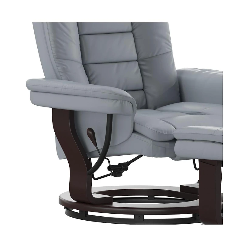 Multi-Position Stitched Recliner & Ottoman With Swivel Base