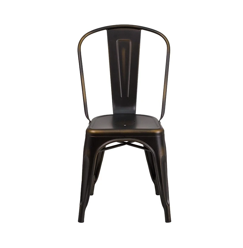 Banks Indoor/Outdoor Stacking Metal Dining Chair With Single Slat Back And Distressed Powder Coated Finish