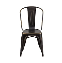 Banks Indoor/Outdoor Stacking Metal Dining Chair With Single Slat Back And Distressed Powder Coated Finish