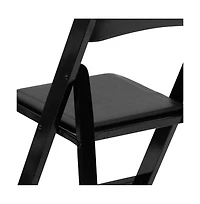 2 Pack Wedding Party Event Wood Folding Chair With Vinyl Padded Seat