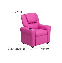 Contemporary Kids Recliner Chair With Cup Holder And Headrest