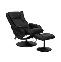 Massaging Multi-Position Plush Recliner Chair With Side Pocket And Ottoman