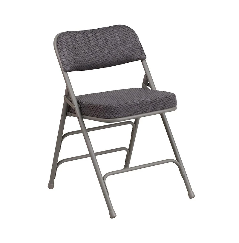 2 Pack Premium Curved Triple Braced & Hinged Fabric Upholstered Metal Folding Chair