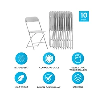 Set Of 10 Stackable Folding Plastic Chairs