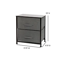 2 Drawer Storage Stand With Wood Top & Dark Fabric Pull Drawers