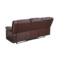 Bustle Back Leathersoft Sofa With Two Built-In Recliners