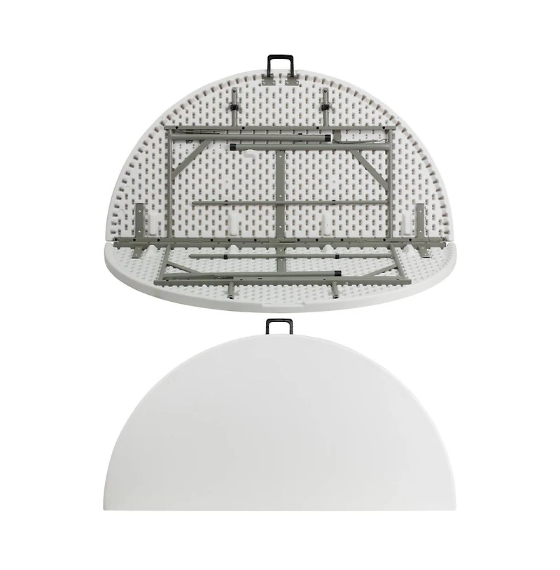 Emma+Oliver 5-Foot Round Bi-Fold Plastic Folding Table With Carrying Handle