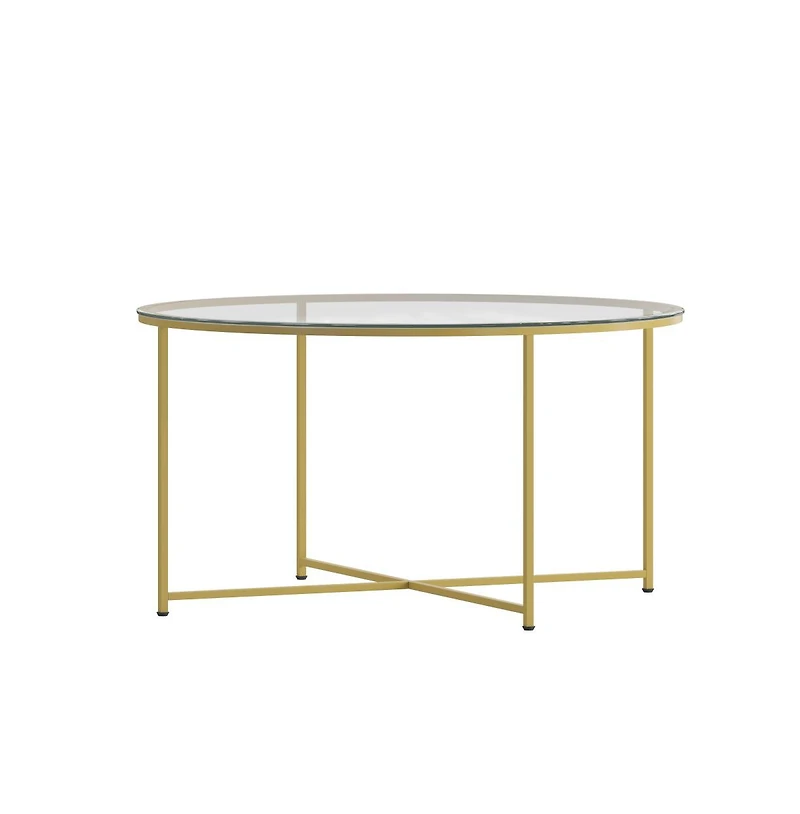 Fairdale Coffee Table With Round Cross Brace Frame