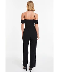 Quiz Women's Scuba Crepe Cold Shoulder Palazzo Jumpsuit