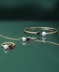 Audrey by Aurate Cultured Freshwater Pearl (5mm) & Rhodolite (5/8 ct. t.w.) Two Stone Ring Gold Vermeil, Exclusively at Macy's
