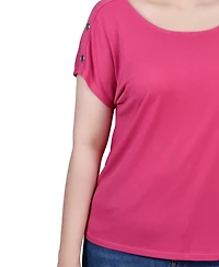 Ny Collection Short Sleeve Extended Sleeve Tunic Top