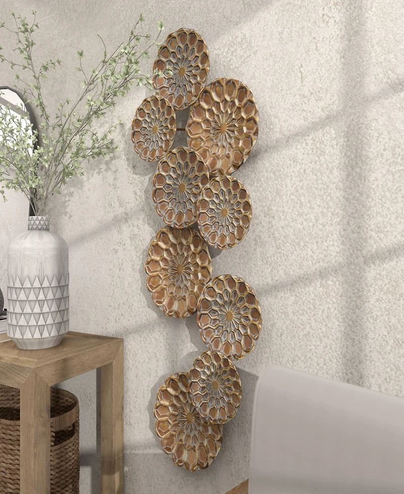 Rosemary Lane Gold Metal Plate Wall Decor with Embossed Design, 19" x 3" x 50"