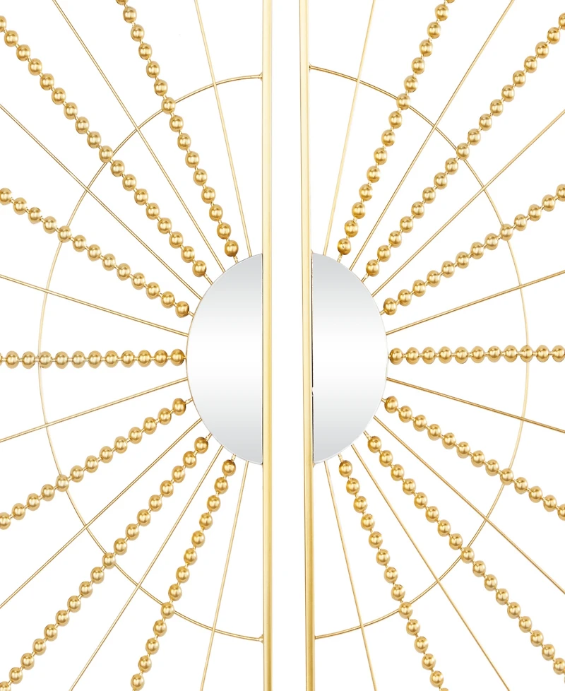 CosmoLiving by Cosmopolitan Gold Metal Half Moon Mirror Geometric Wall Decor with Gold Frame Set of 2 16"W, 32"H