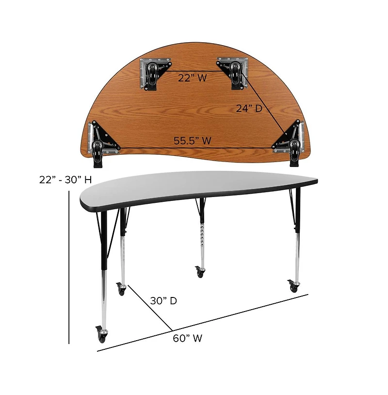Emma+Oliver 2 Piece Mobile 60" Circle Collaborative Adjustable Activity Table Set