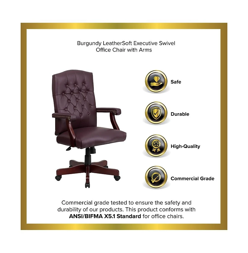 Merrick Lane Versailles High Back Tufted Home Office Chair With Height Adjustment And 360° Swivel